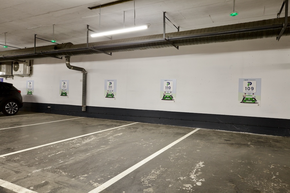Our parking spaces in the garage